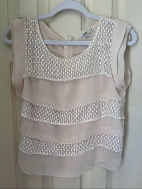 Papaya Pale Pink Lace-Striped Sleeveless Blouse